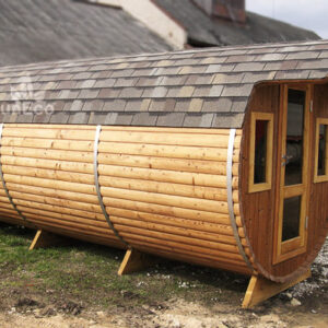 Three Room Barrel Wooden Sauna from Sauneco