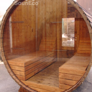 Barrel Sauna With A Glass Wall from Saneco