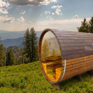 Barrel Sauna With A Glass Wall from Saneco