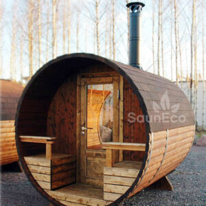 Barrel Sauna With A Glass Wall from Saneco