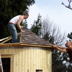 Wooden Barrel Sauna T24E from Sauneco
