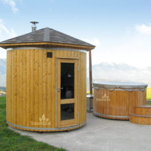 Wooden Barrel Sauna T24E from Sauneco