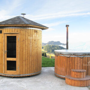 Wooden Barrel Sauna T24E from Sauneco